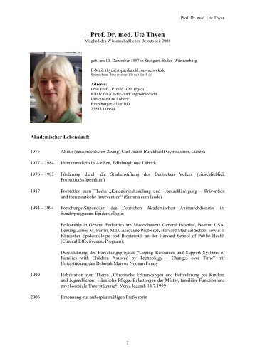 Prof. Dr. med. Ute Thyen - Bundesärztekammer