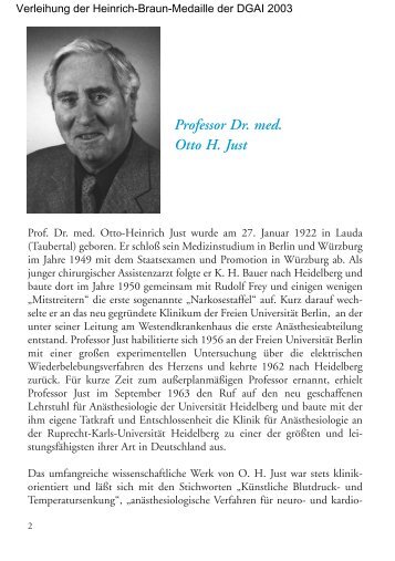 Professor Dr. med. Otto H. Just - DGAI