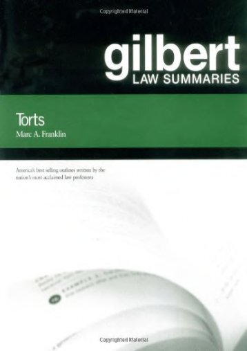 Download Ebook Gilbert Law Summ on Torts 23d -  For Ipad - By MARC FRANKLIN