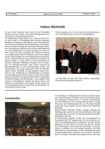 Mitteilungsblatt der Stadt Höchstädt - Verwaltungsgemeinschaft ...