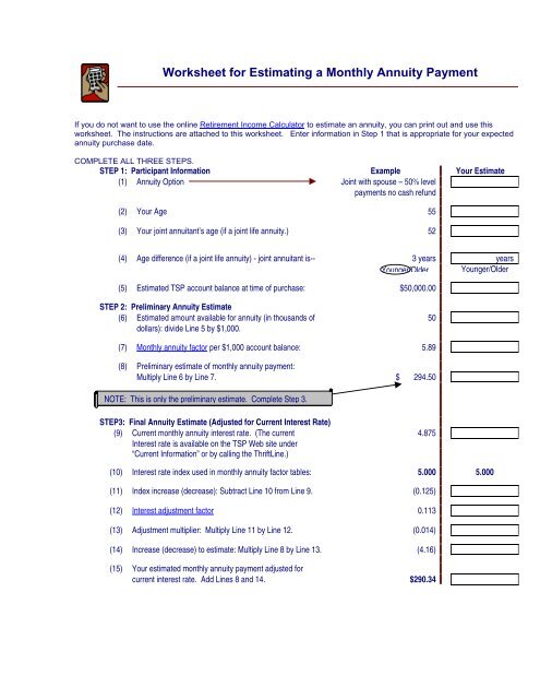 tsp monthly payment calculator