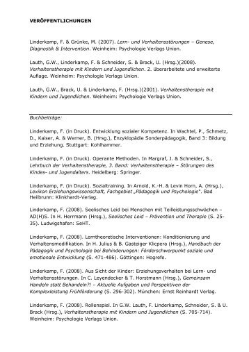 VERÖFFENTLICHUNGEN Linderkamp, F. & Grünke, M. (2007). Lern ...