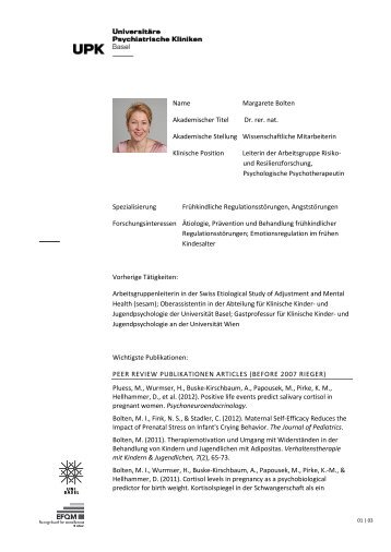 Margarete Bolten - Universitäre Psychiatrische Kliniken Basel