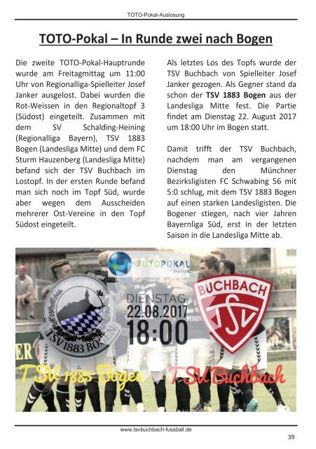 Stadionzeitung TSV Buchbach - VfR Garching