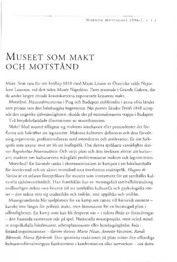 ocH MorsrANo - Nordisk Museologi