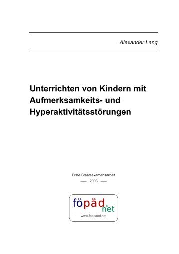 Unterrichten von Kindern mit Aufmerksamkeits- und - bei föpäd.net