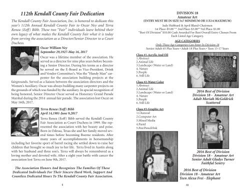 112th Kendall County Fair Catalog