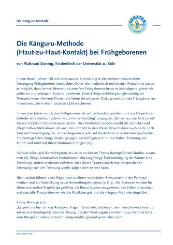 Die Känguru-Methode (Haut-zu-Haut-Kontakt) bei Frühgeborenen - Penaten