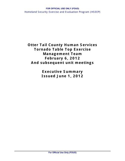 After Action Report - Otter Tail County