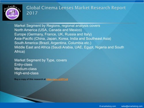 Global Cinema Lenses Market by Manufacturers, Countries, Type and Application, Forecast to 2022