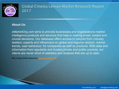 Global Cinema Lenses Market by Manufacturers, Countries, Type and Application, Forecast to 2022