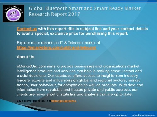 Global Bluetooth Smart and Smart Ready Market Size, Status and Forecast 2022