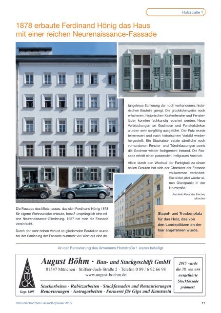 Spezial Fassadenpreise 2015