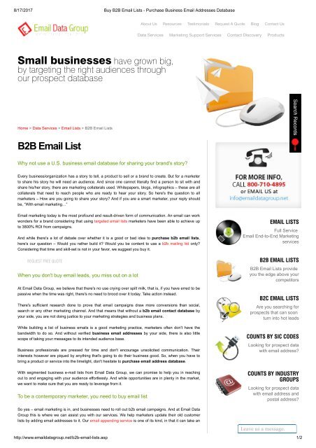 Benefits of Using Email Data Group's B2B Sales Leads