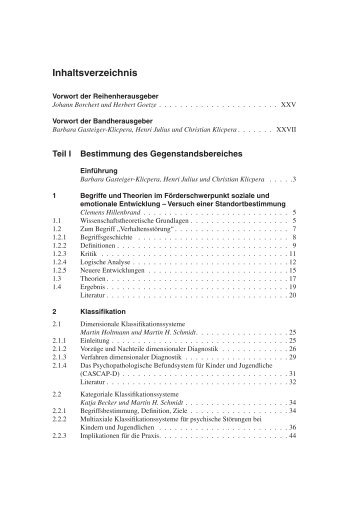 Inhaltsverzeichnis - Hogrefe