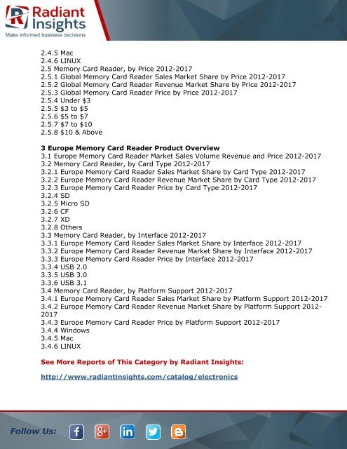 Memory Card Reader Market Research Report: Radiant Insights,Inc