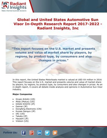 Automotive Sun Visor In-Depth Research Report 2017-2022: Radiant Insights,Inc