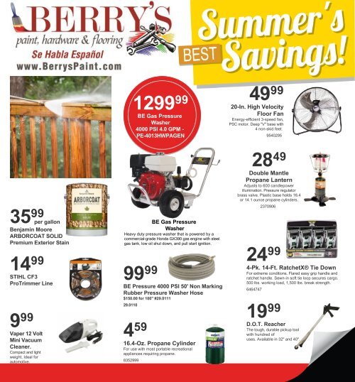 Berry's Paint, Hardware and Flooring August 2017 Sales