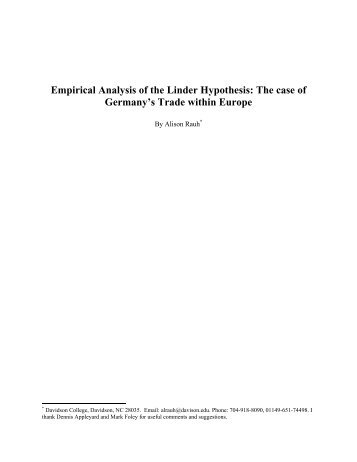 Empirical Analysis of the Linder Hypothesis: The ... - Davidson College