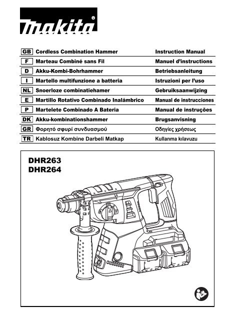 Makita Perfo-burineur SDS-Plus 36 V =&gt; 2 x 18 V Li-Ion 5 Ah 26 mm (4 batteries) - DHR264PT4J - Notice