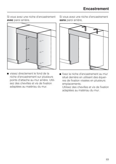 Miele KFN 29132 ws - Mode d'emploi et instructions de montage