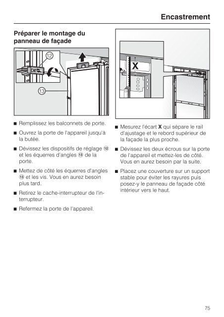 Miele KFN 29132 ws - Mode d'emploi et instructions de montage