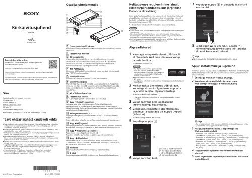 Sony NW-ZX2 - NW-ZX2 Guide de mise en route Estonien