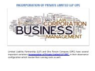 Incorporation of Private Limited LLP OPC