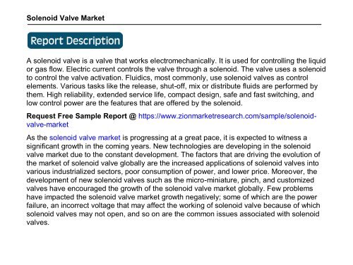 Global Solenoid Valve Market1, 2015 – 2021