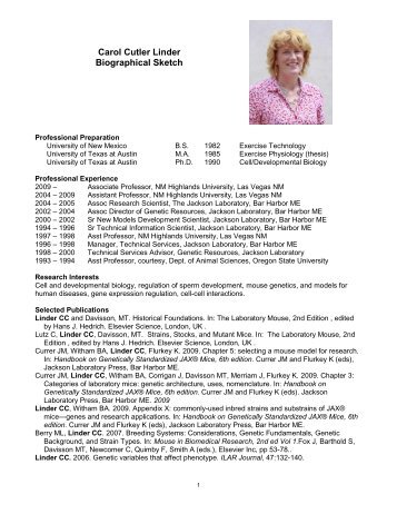 Biographical Sketch of Carol Culter Linder - New Mexico Highlands ...