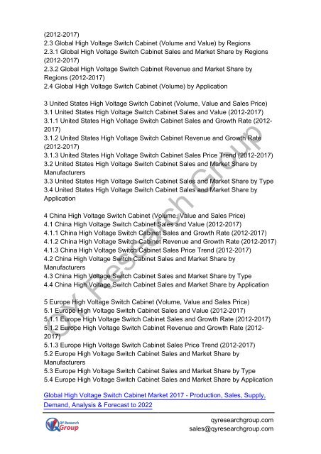 Global High Voltage Switch Cabinet Market 2017 - Regional Outlook, Growing Demand, Analysis, Size, Share and Forecast to 2022