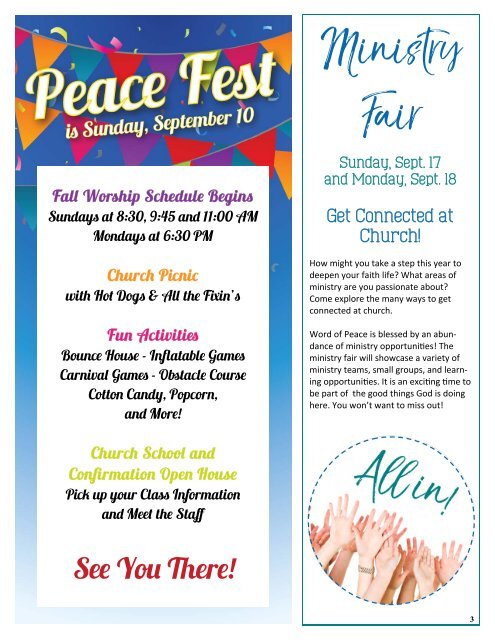 Peace Notes-September 2017 - Word of Peace Lutheran Church