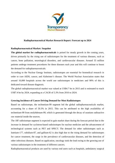 Radiopharmaceutical Market