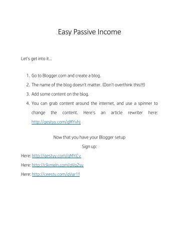 Easy Passive Income Quick Step Guide By Levi Stuart