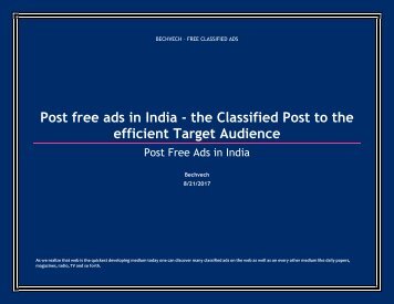 Post free ads in India - the Classified Post to the efficient Target Audience