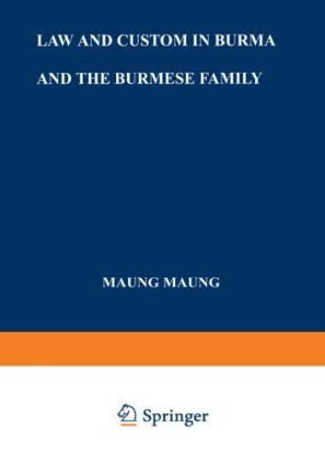 Download Ebook Law and Custom in Burma and the Burmese Family -  Best book - By Maung Maung