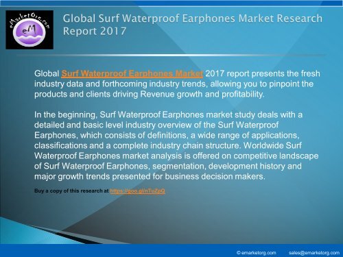 World Surf Waterproof Earphones Market Study – 2017 Research 2022 Forecasts Report