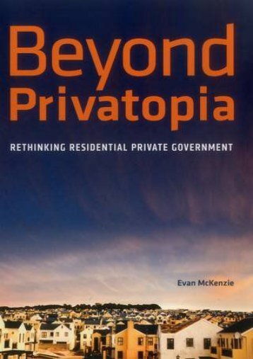  Read PDF Beyond Privatopia: Rethinking Residential Private Government (Urban Institute Press) -  [FREE] Registrer - By E. McKenzie