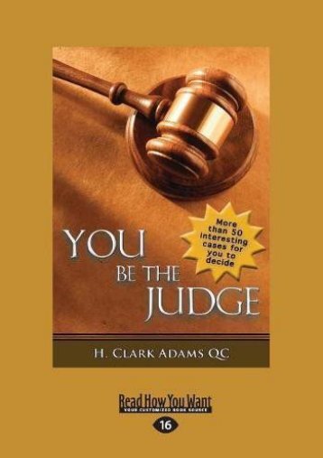  [Free] Donwload You Be the Judge -  Best book - By H. Clark Adams