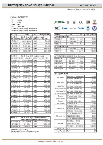 Bảng giá Hyundai áp dụng 15-06- 2017