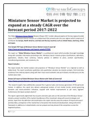Miniature Sensor Market is projected to expand at a steady CAGR over the forecast period 2017-2022