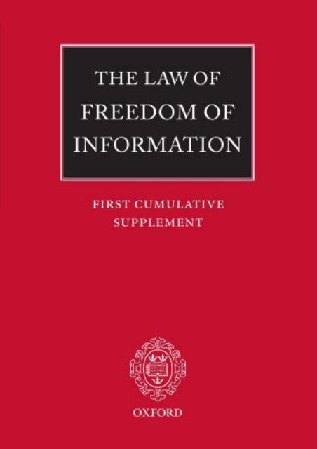  Unlimited Read and Download The Law of Freedom of Information: First Cumulative Supplement -  For Ipad - By John Macdonald