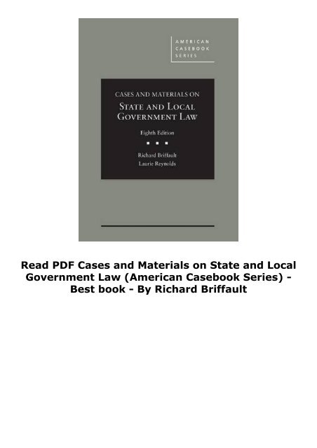  Read PDF Cases and Materials on State and Local Government Law (American Casebook Series) -  Best book - By Richard Briffault