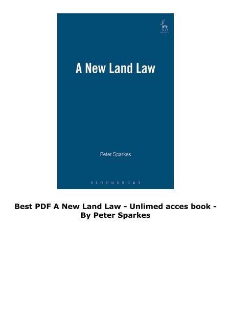  Best PDF A New Land Law -  Unlimed acces book - By Peter Sparkes