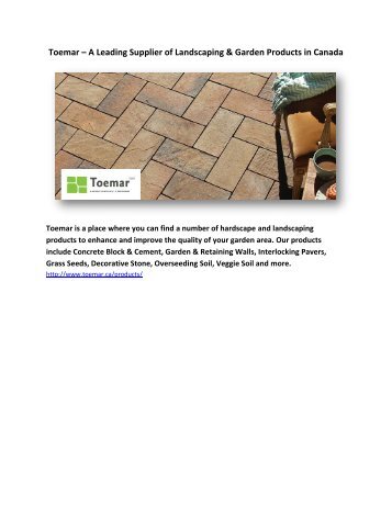 Toemar – A Leading Supplier of Landscaping & Garden Products in Canada