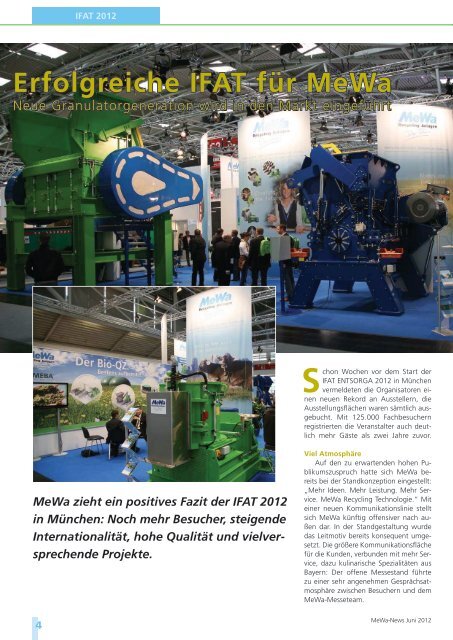 Erfolgreiche IFAT für MeWa - MeWa Recycling Maschinen und ...