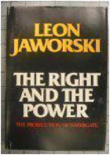  [Free] Donwload The right and the power: The prosecution of Watergate -  Best book - By Leon Jaworski