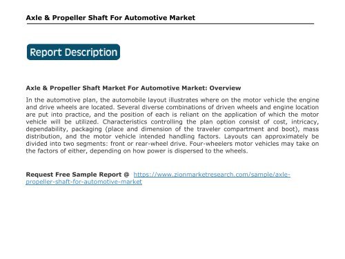 Global Axle & Propeller Shaft For Automotive Market, 2016–2024