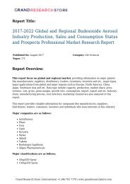 2017-2022 Global and Regional Budesonide Aerosol Industry Production, Sales and Consumption Status and Prospects Professional Market Research Report