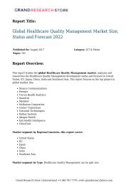 Global Healthcare Quality Management Market Size, Status and Forecast 2022